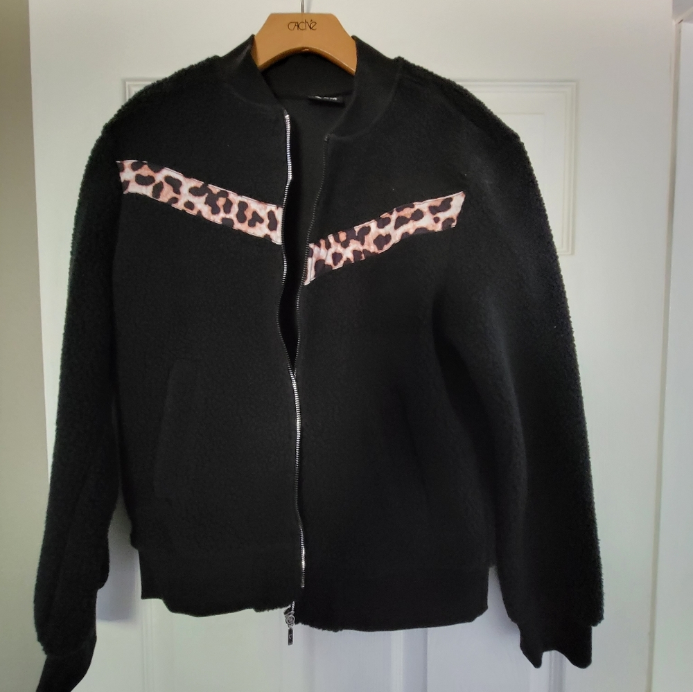 Zyia Leopard Black Bomber Jacket